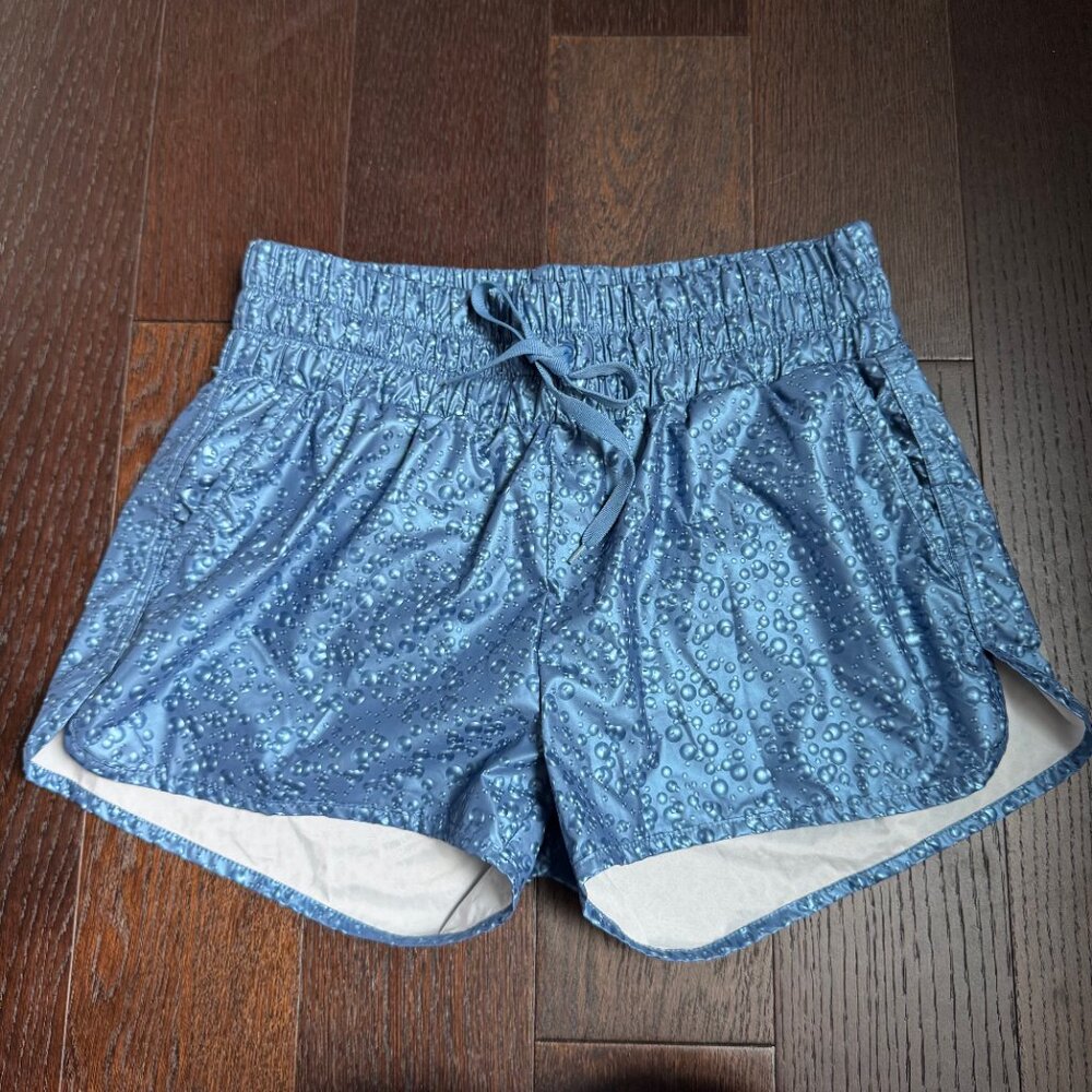 ZYIA Blue Steel Bubbles High-Rise Lined Bomber Shorts - Size Large